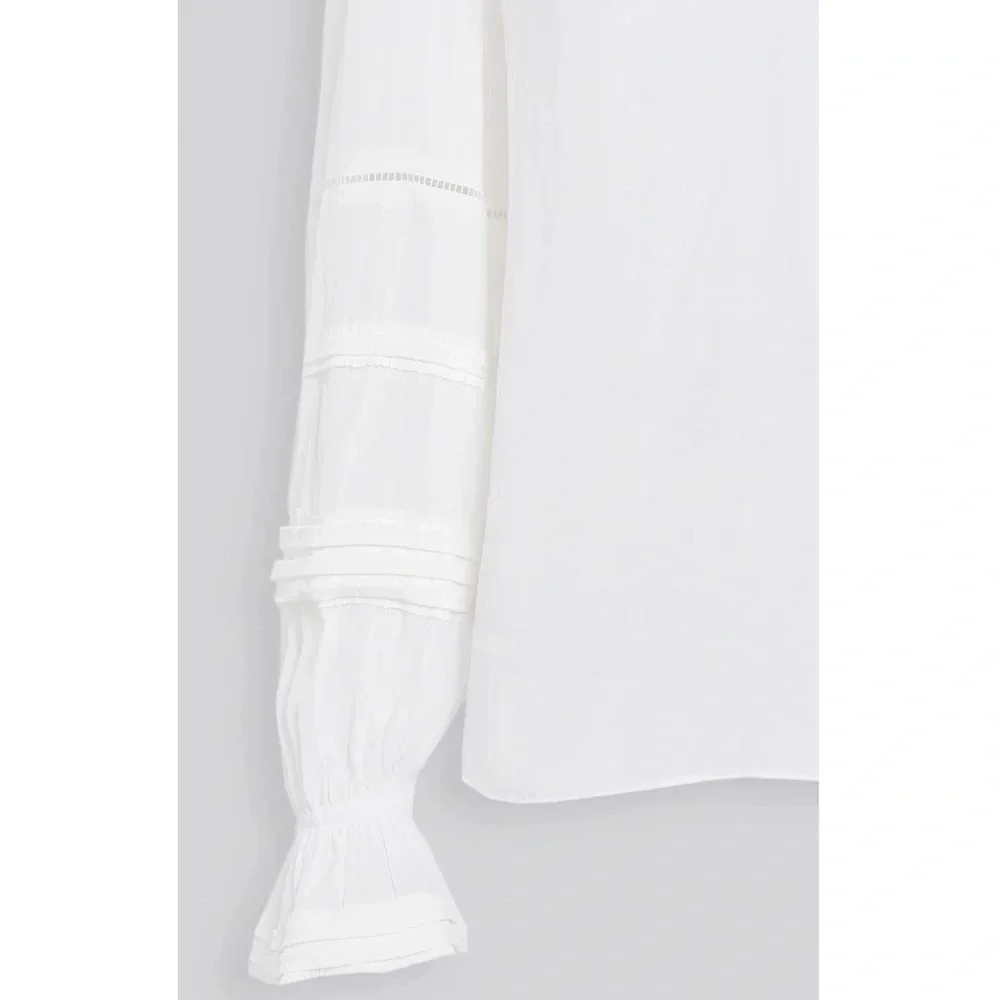 RAMY BROOK Finn Pintuck And Lace Inset Blouse In Ivory - Picture 5 of 5